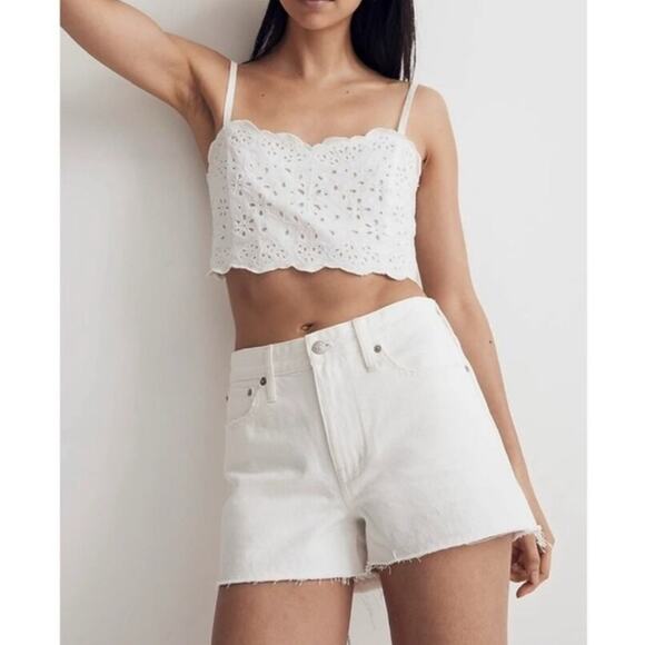NWT‎ Madewell White Relaxed Denim Cut Off Shorts - Picture 1 of 5